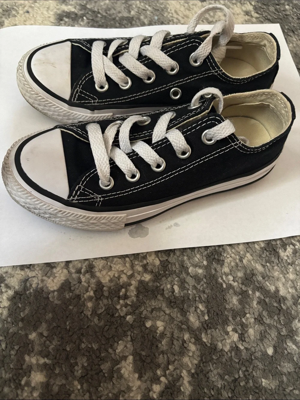 Converse Kids Black Low Top Canvas Sneakers with White Accents